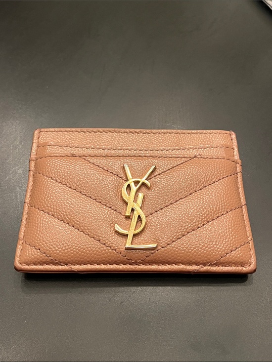 Saint Laurent Handbags - Saint Laurent Tan Quilted Leather Card Holder with Gold YSL Logo